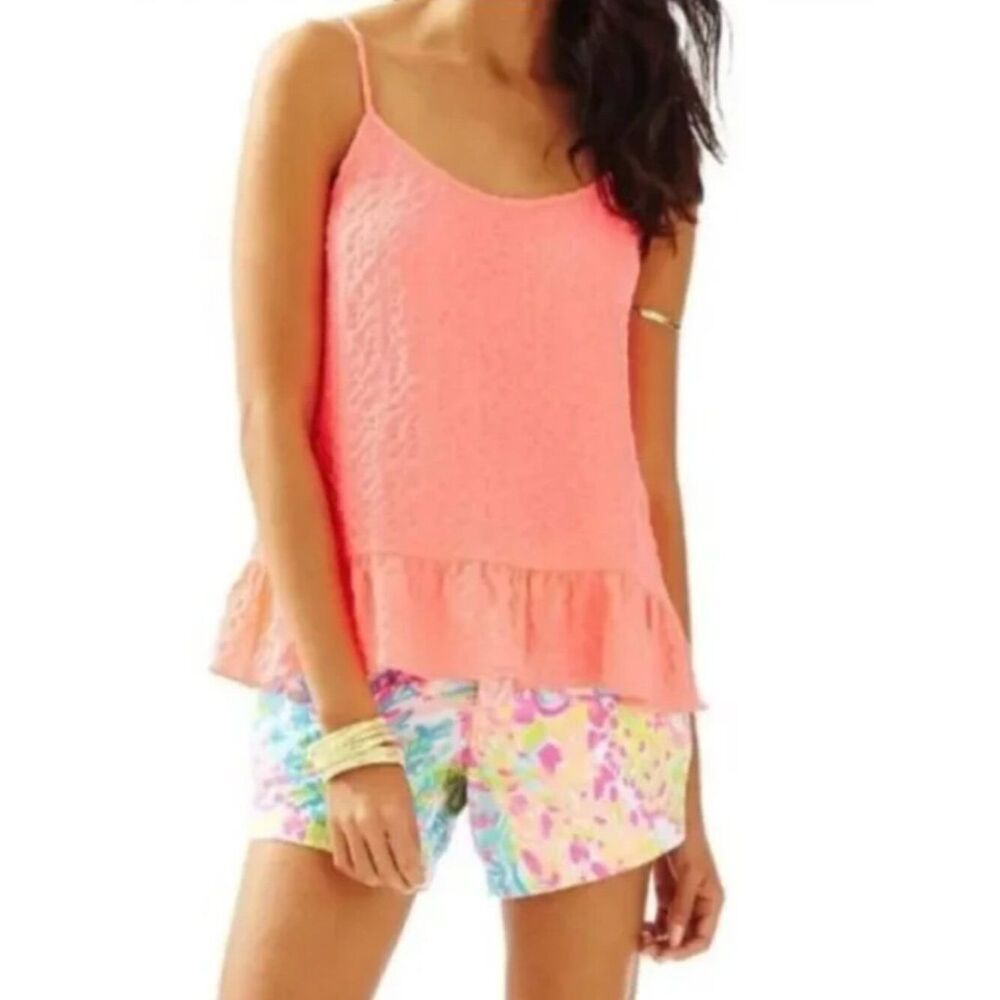 Lilly Pulitzer Sun Ray Tank Top Neon Coral Small Adjustable